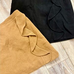 J. Crew Black and Camel Wool Blend Skirts with Ruffle Detail